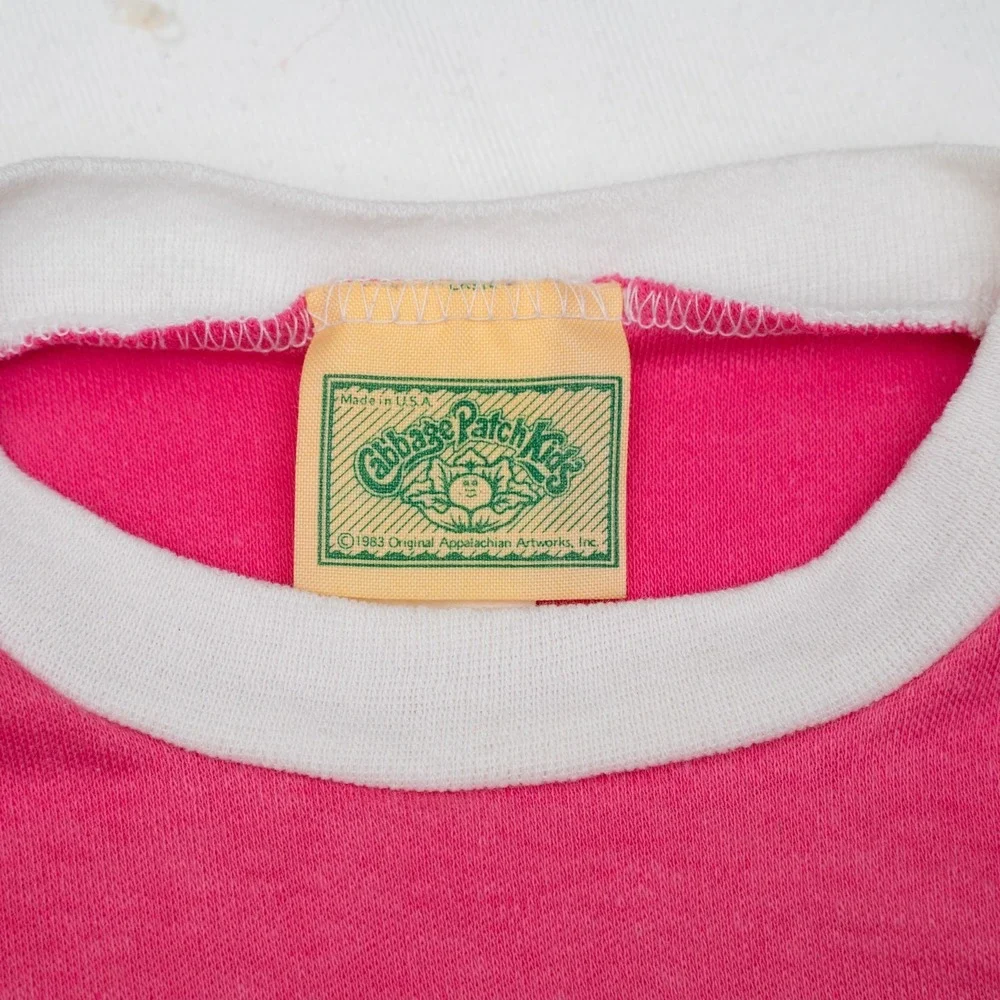 Cabbage Patch Kids Short Sleeve Pajama Shirt Top 1983 Inc Pink Ringer Size 6 USA
